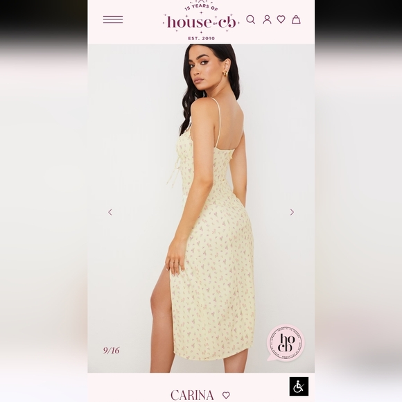 House of CB Cream Floral Dress Small Regular Cup - Picture 3 of 9